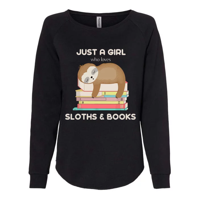 Who Loves Sloths And Books Reader Womens California Wash Sweatshirt