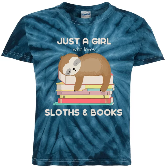 Who Loves Sloths And Books Reader Kids Tie-Dye T-Shirt