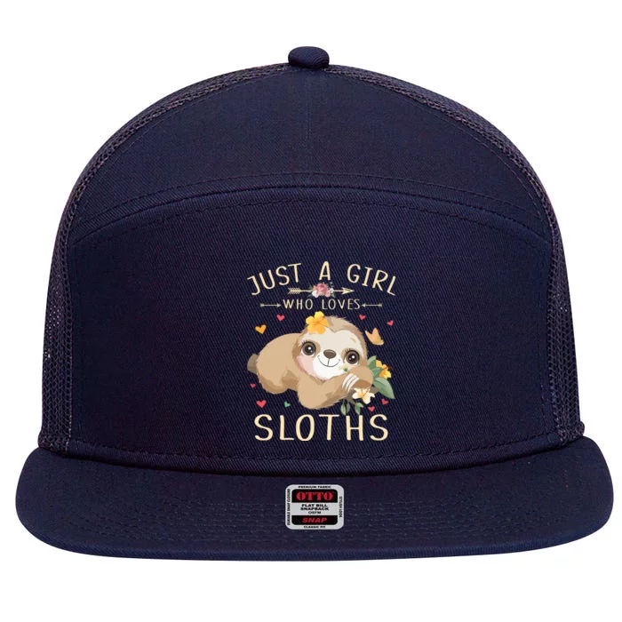 Who Loves Sloths 7 Panel Mesh Trucker Snapback Hat