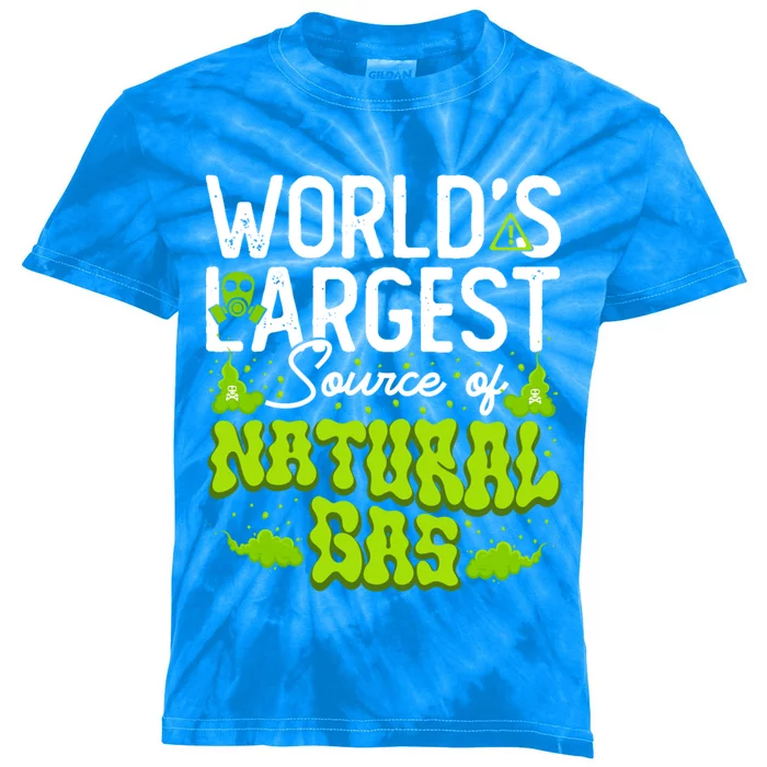 WorldS Largest Source Of Natural Gas Funny Fart Machine Gift Kids Tie-Dye T-Shirt