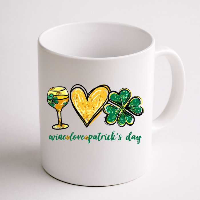 Wine Love Shamrock Wine Lovers Funny St Patricks Day Gifts Front & Back Coffee Mug