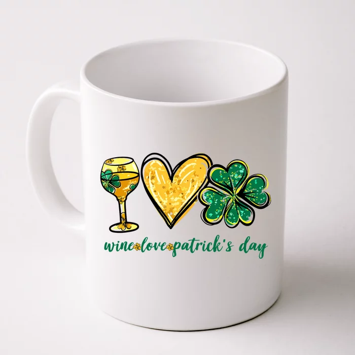 Wine Love Shamrock Wine Lovers Funny St Patricks Day Gifts Front & Back Coffee Mug