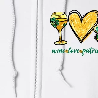 Wine Love Shamrock Wine Lovers Funny St Patricks Day Gifts Full Zip Hoodie