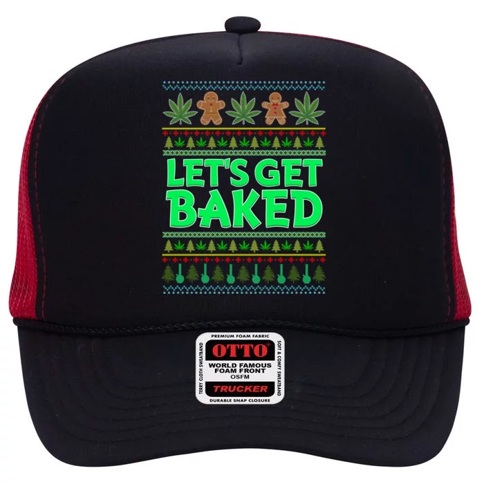 Weed Lover Stoner Ugly Christmas Gift Marijuana Gift High Crown Mesh Trucker Hat