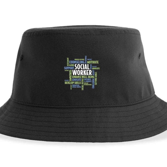 Words LCSW Social Work Month Gift For Social Worker Sustainable Bucket Hat