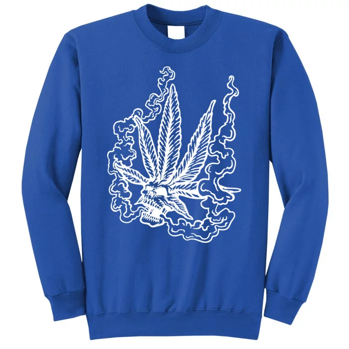 Weed Leaf Skull Skeleton Smoker Tall Sweatshirt