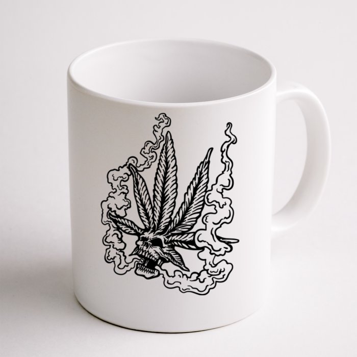 Weed Leaf Skull Skeleton Smoker Front & Back Coffee Mug