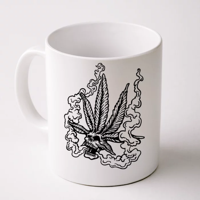 Weed Leaf Skull Skeleton Smoker Front & Back Coffee Mug