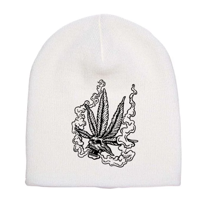 Weed Leaf Skull Skeleton Smoker Short Acrylic Beanie