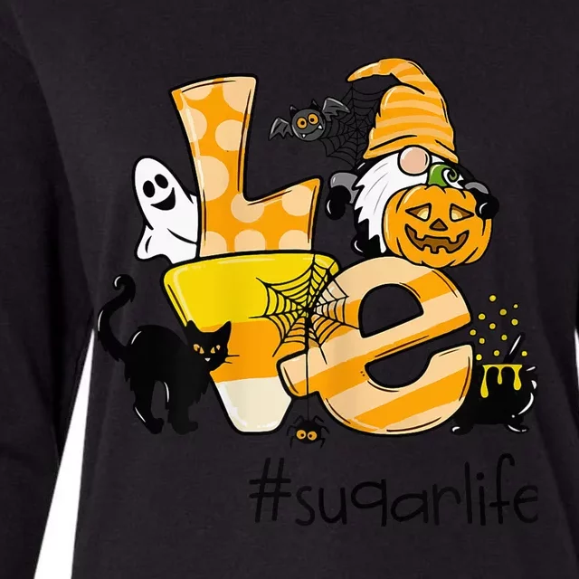 Wo Love Sugar Life Gnome Pumpkin Halloween Costume Womens Cotton Relaxed Long Sleeve T-Shirt