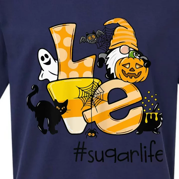 Wo Love Sugar Life Gnome Pumpkin Halloween Costume Sueded Cloud Jersey T-Shirt