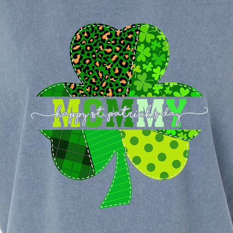 Womens Leopard Shamrock Mommy St. Patricks Day Matching Garment-Dyed Women's Muscle Tee