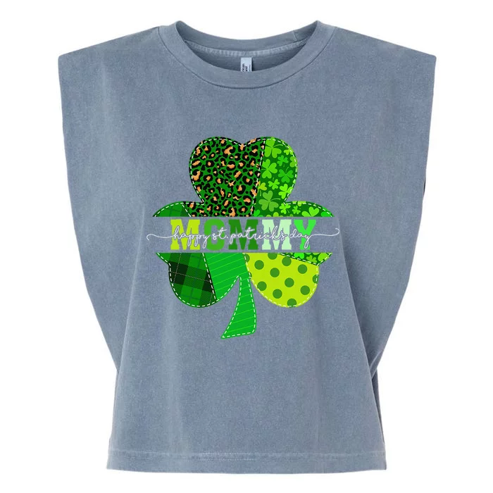 Womens Leopard Shamrock Mommy St. Patricks Day Matching Garment-Dyed Women's Muscle Tee