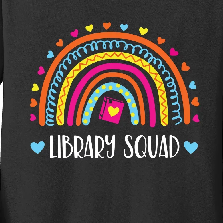 Womens Library Squad Librarian Bookworm Book Lover VNeck Kids Long Sleeve Shirt