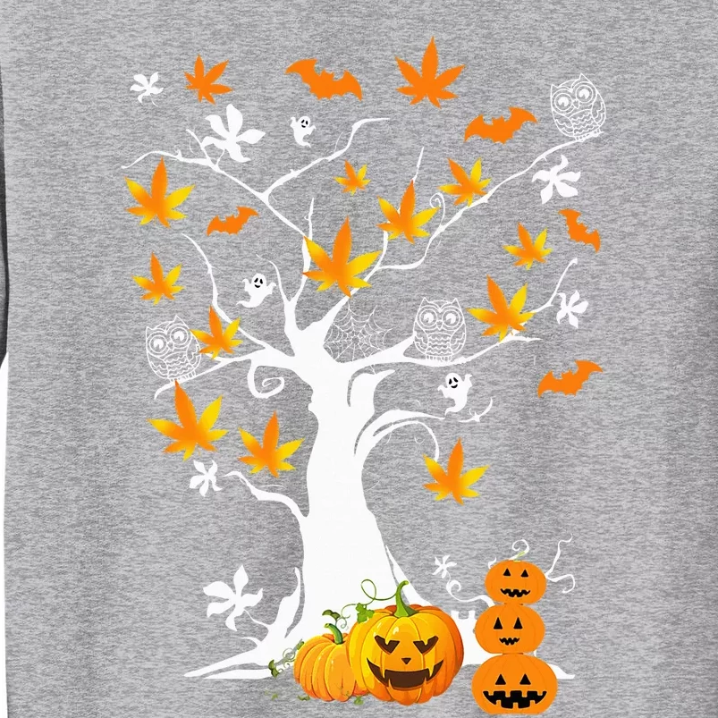 Weed Leaf Tree Ghost Pumpkin Fun Cannabis Halloween Costume Tall Sweatshirt