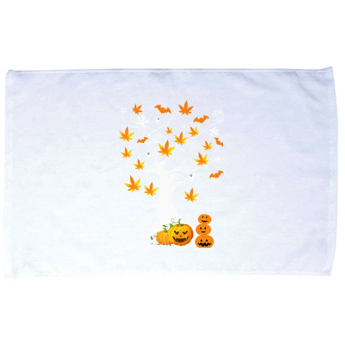 Weed Leaf Tree Ghost Pumpkin Fun Cannabis Halloween Costume Microfiber Hand Towel