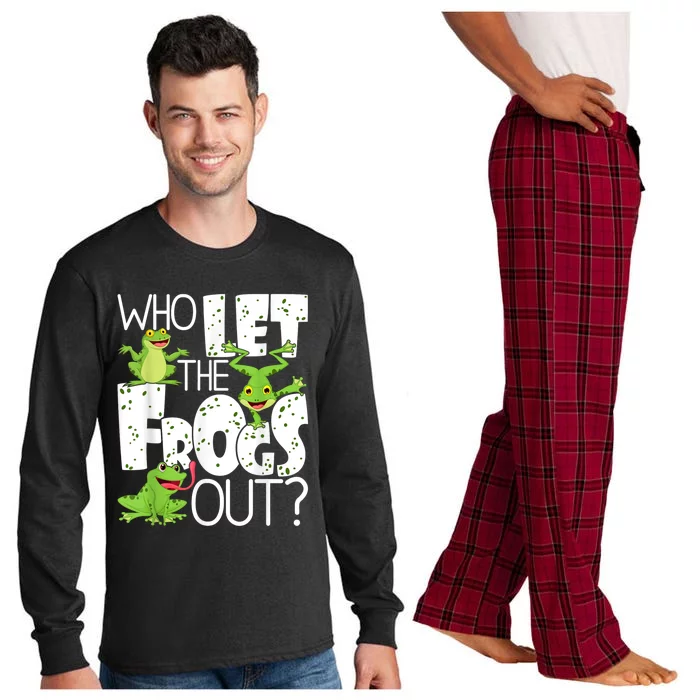 Who Let The Frogs Out Funny Amphibian Lover Frog Owner Long Sleeve Pajama Set