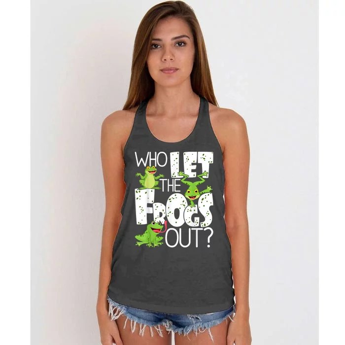 Who Let The Frogs Out Funny Amphibian Lover Frog Owner Women's Knotted Racerback Tank