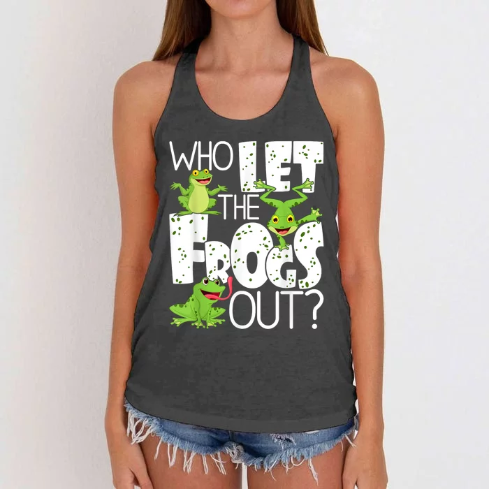 Who Let The Frogs Out Funny Amphibian Lover Frog Owner Women's Knotted Racerback Tank