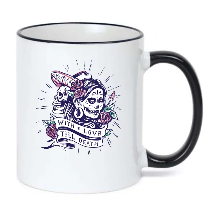 With Love Till Death Day Of The Dead Black Color Changing Mug