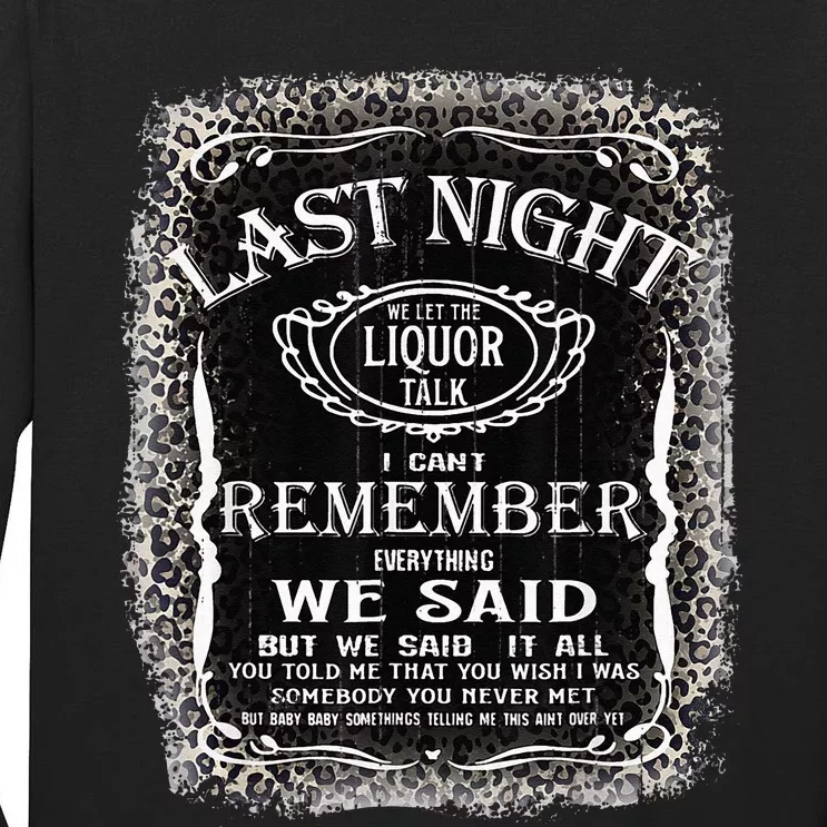 We Let The Liquor Talk Cow Skull Western Country Tall Long Sleeve T-Shirt