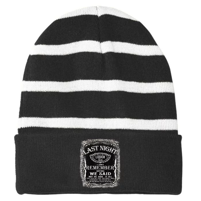 We Let The Liquor Talk Cow Skull Western Country Striped Beanie with Solid Band