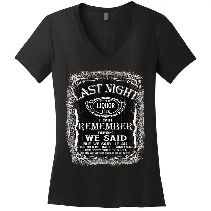 We Let The Liquor Talk Cow Skull Western Country Women's V-Neck T-Shirt