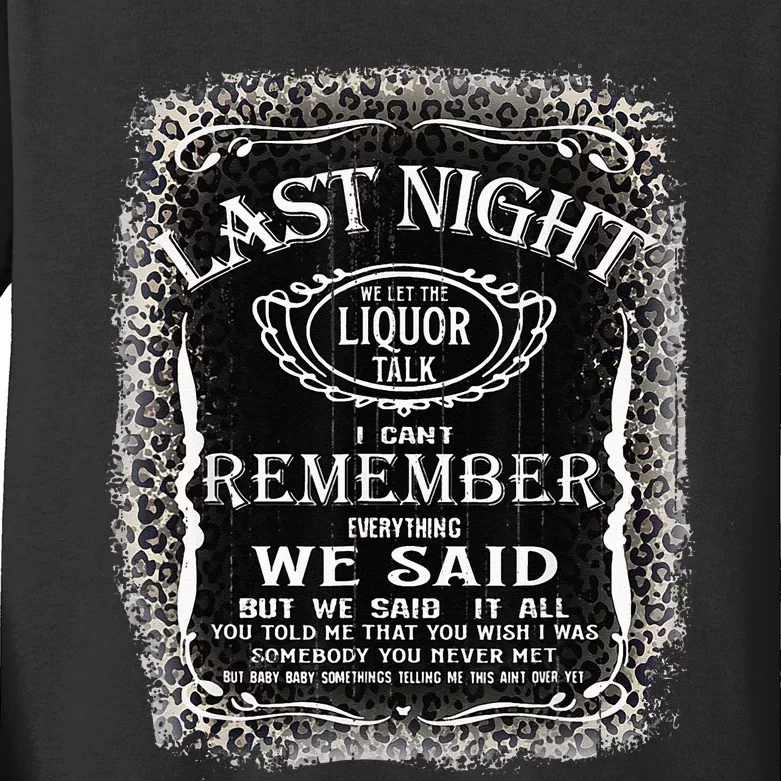 We Let The Liquor Talk Cow Skull Western Country Kids Long Sleeve Shirt