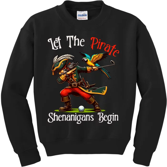 Wo Let The Pirate Shenanigans Begin Golf Pirate Halloween. Kids Sweatshirt