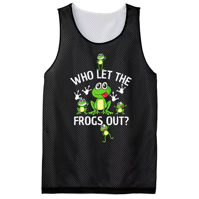 Who Let The Frogs Out Funny Frog Lover Mesh Reversible Basketball Jersey Tank