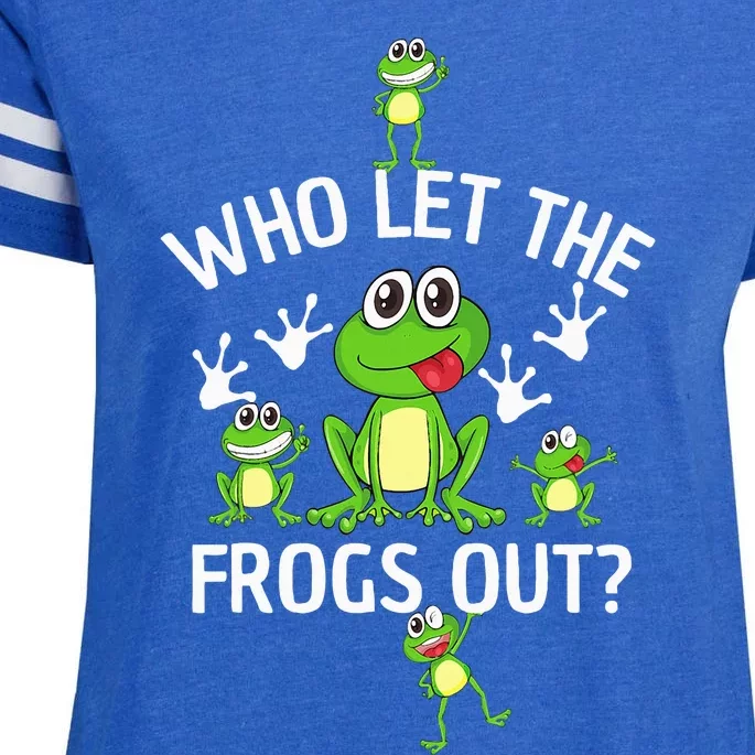 Who Let The Frogs Out Funny Frog Lover Enza Ladies Jersey Football T-Shirt