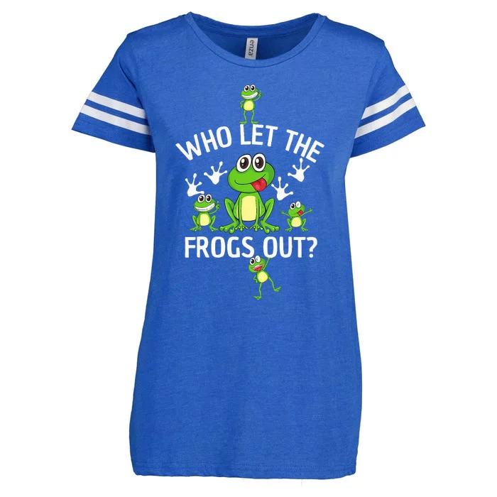 Who Let The Frogs Out Funny Frog Lover Enza Ladies Jersey Football T-Shirt