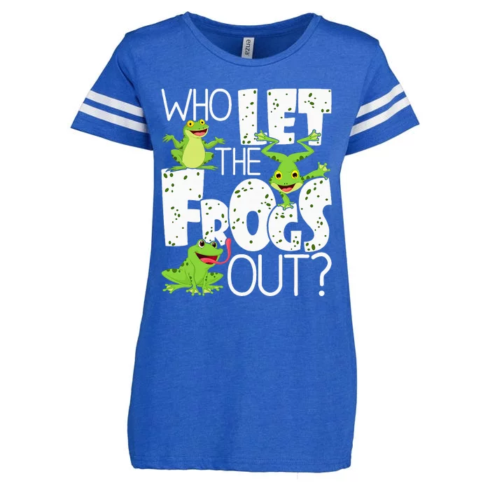 Who Let The Frogs Out Funny Amphibian Lover Frog Owner Enza Ladies Jersey Football T-Shirt