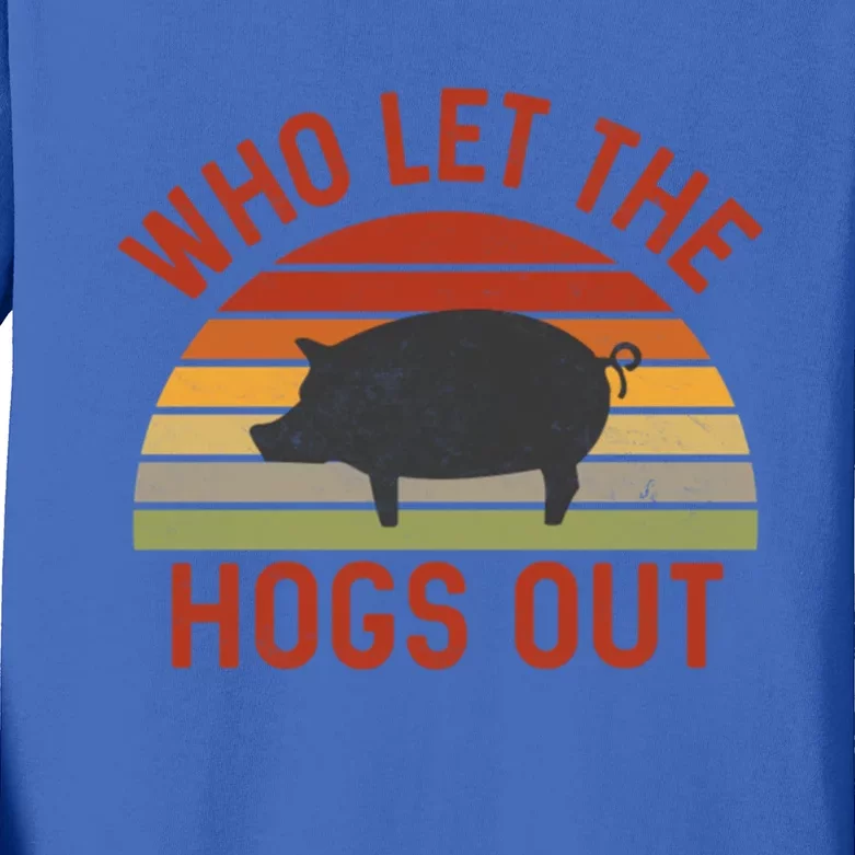 Who Let The Hogs Out Funny Bbq Smoker Grill Pig Bacon Lovers Gift Kids Long Sleeve Shirt