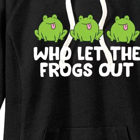 Who Let The Frogs Out Cute Frog Squad Frog Lovers Women's Fleece Hoodie