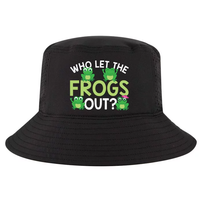 Who Let The Frogs Out Funny Frog Lovers MM Cool Comfort Performance Bucket Hat