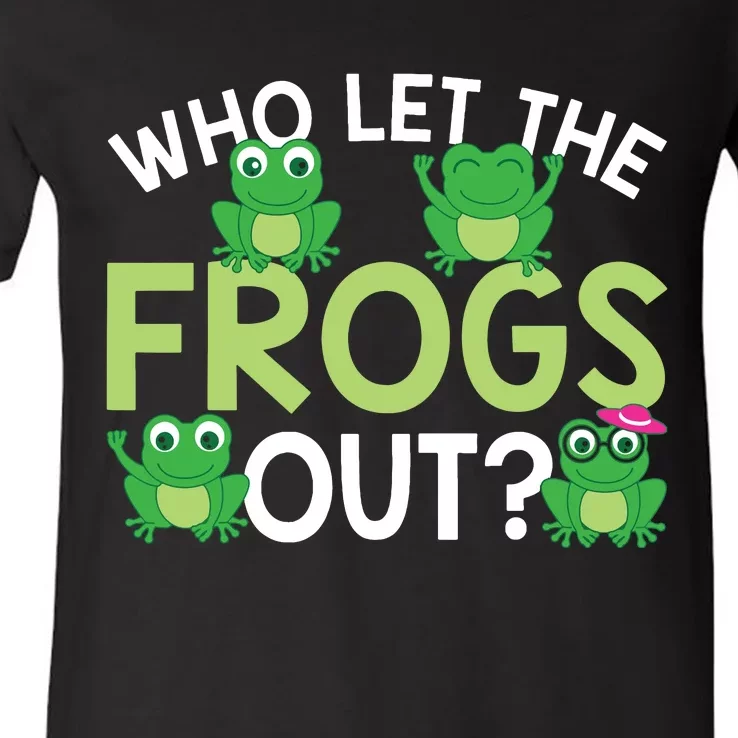 Who Let The Frogs Out Funny Frog Lovers MM V-Neck T-Shirt