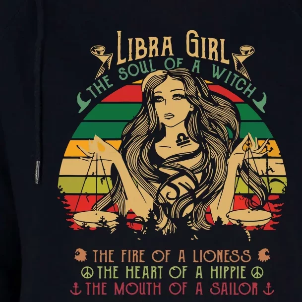 Womens Libra The Soul Of A Witch Fire Of A Lioness Womens Funnel Neck Pullover Hood