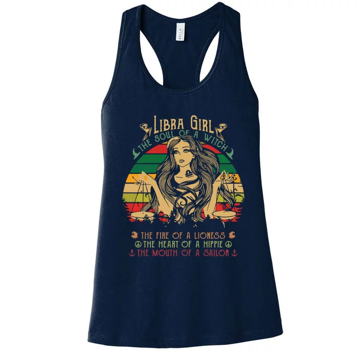 Womens Libra The Soul Of A Witch Fire Of A Lioness Women's Racerback Tank