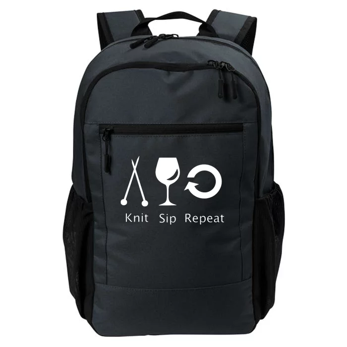 Womens Love To Knit Sip Wine And Repeat Funny Knitting Daily Commute Backpack