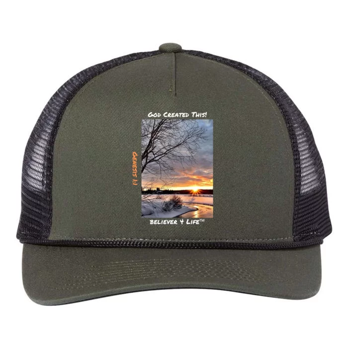 Winter Landscape Tgift Cool Gift Retro Rope Trucker Hat Cap