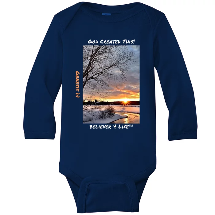 Winter Landscape Tgift Cool Gift Baby Long Sleeve Bodysuit