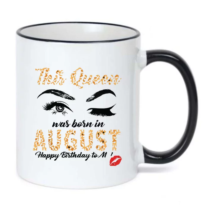 Womens Leopard This Queen Was Born In August Black Color Changing Mug