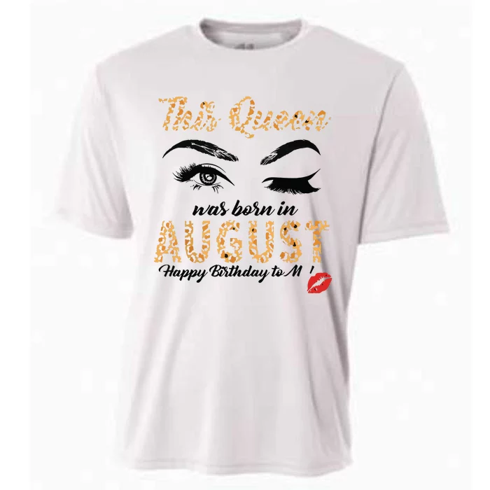 Womens Leopard This Queen Was Born In August Cooling Performance Crew T-Shirt