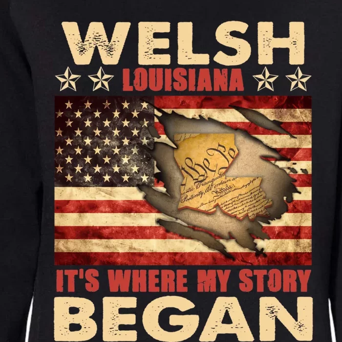 Welsh Louisiana Usa Flag 4th Of July Great Gift Womens California Wash Sweatshirt