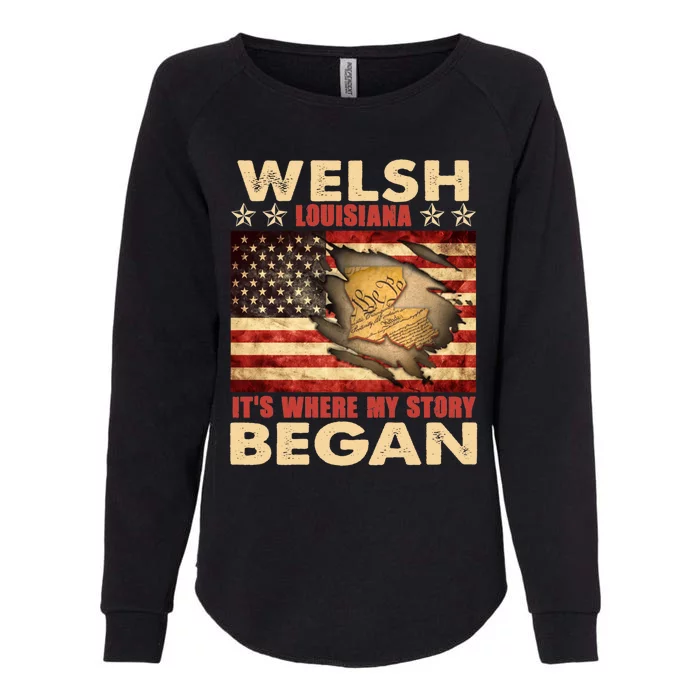 Welsh Louisiana Usa Flag 4th Of July Great Gift Womens California Wash Sweatshirt