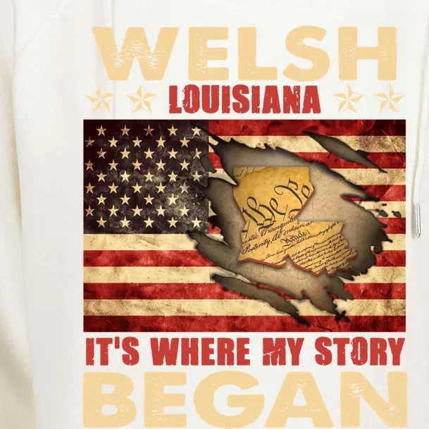 Welsh Louisiana Usa Flag 4th Of July Great Gift Womens Funnel Neck Pullover Hood