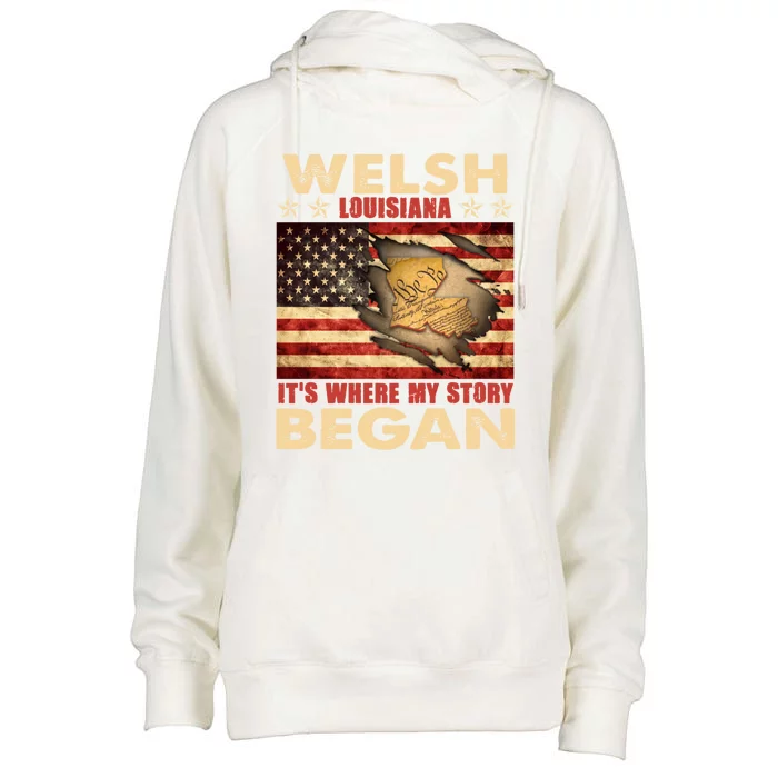 Welsh Louisiana Usa Flag 4th Of July Great Gift Womens Funnel Neck Pullover Hood