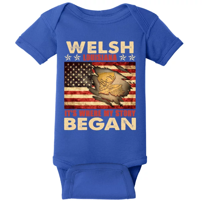 Welsh Louisiana Usa Flag 4th Of July Great Gift Baby Bodysuit