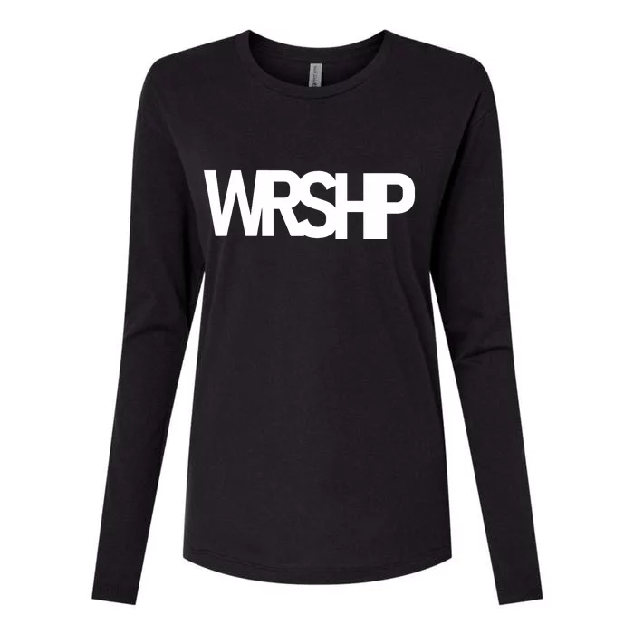 WRSHP Logo Worship Christian Womens Cotton Relaxed Long Sleeve T-Shirt